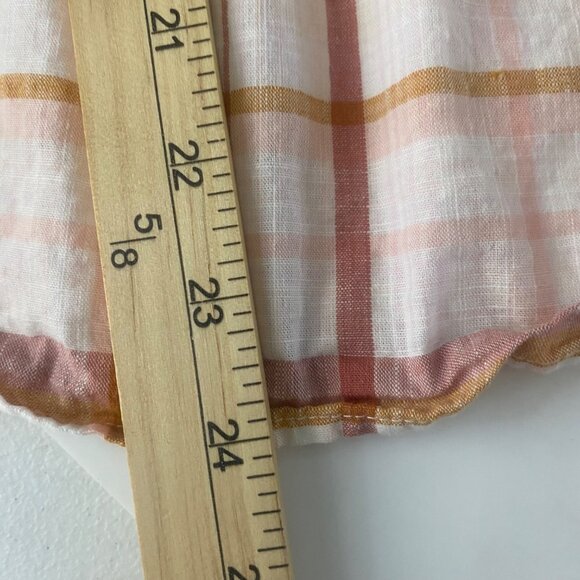 Loft Outlet Off-Shoulder Top Womens Size M Pink & Yellow Plaid Cotton Lightweigh - Picture 7 of 8